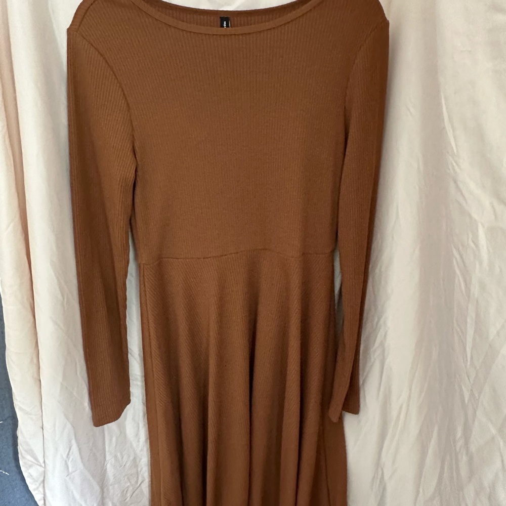 Elegant Brown Long Sleeve Dress